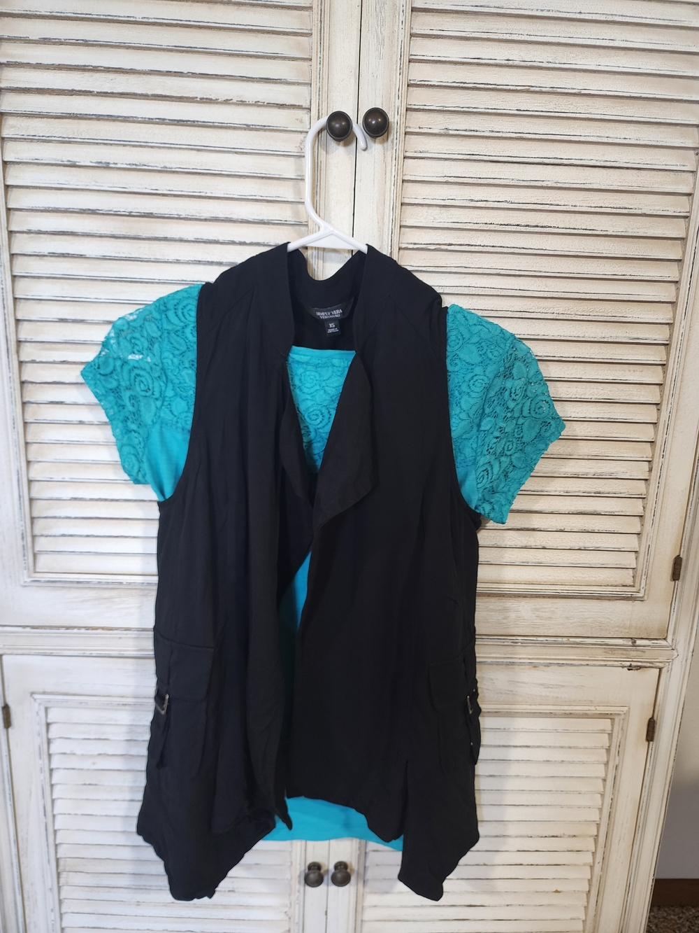Simply Vera  Vera Wang Black Drape Vest Only.